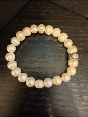 Thomas Sabo charm carrier bracelet freshwater pearl sterling silver 925 stretch